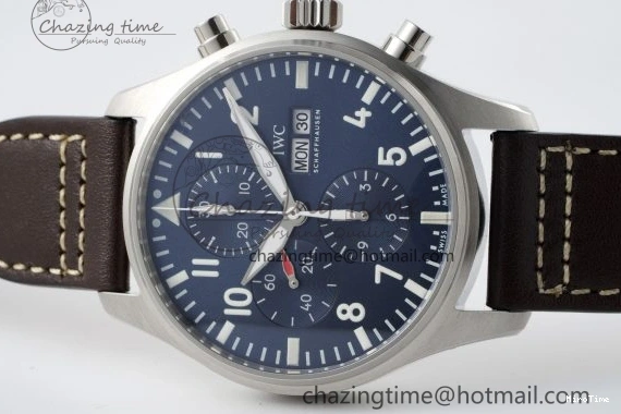 MIROTIME 0323 Pilot Chrono SS AZF 1:1 Best Edition Blue Dial on Brown Leather Strap A TimelessDesign 7060
